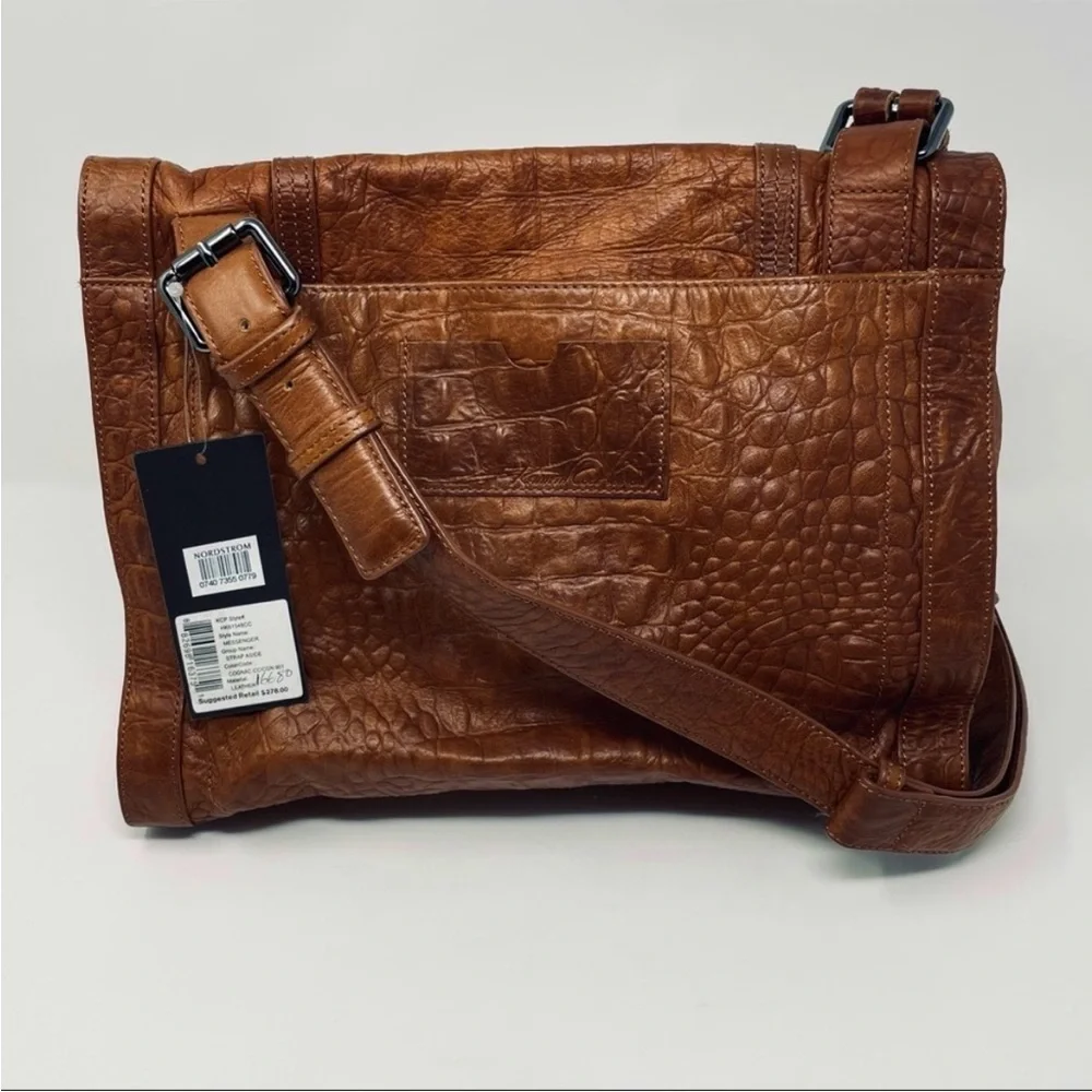 Kenneth Cole New York Brown Leather Messenger Bag Cognac